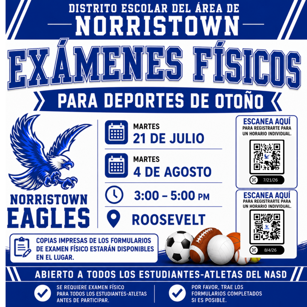 Spanish flyer for physical exams. Details in caption.