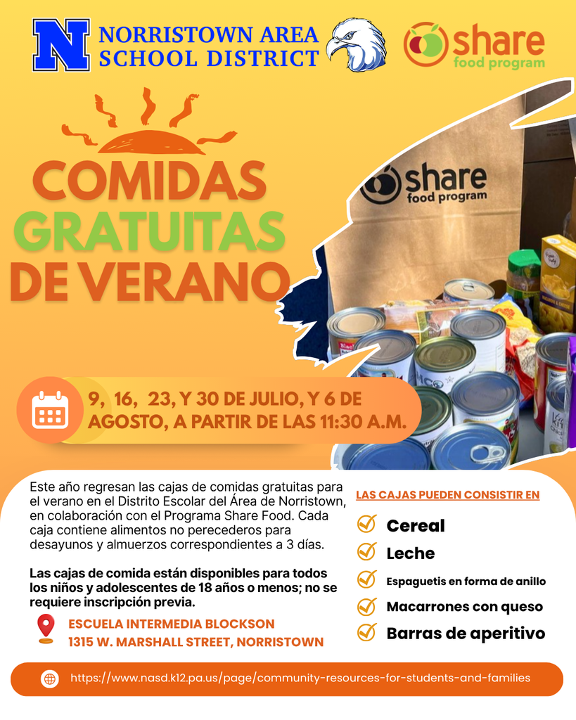 Summer Meals Flyer Spanish. Details in caption.