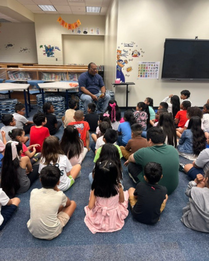 Mr. Hadrick speaking to students.