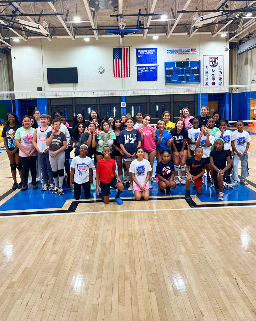 Volleyball team poses for group photo.