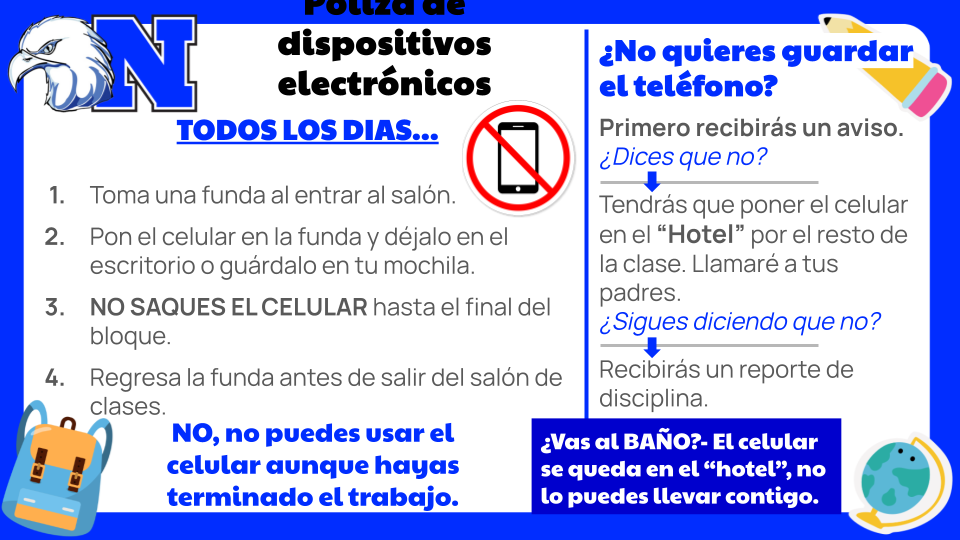NAHS Phone Policy Spanish