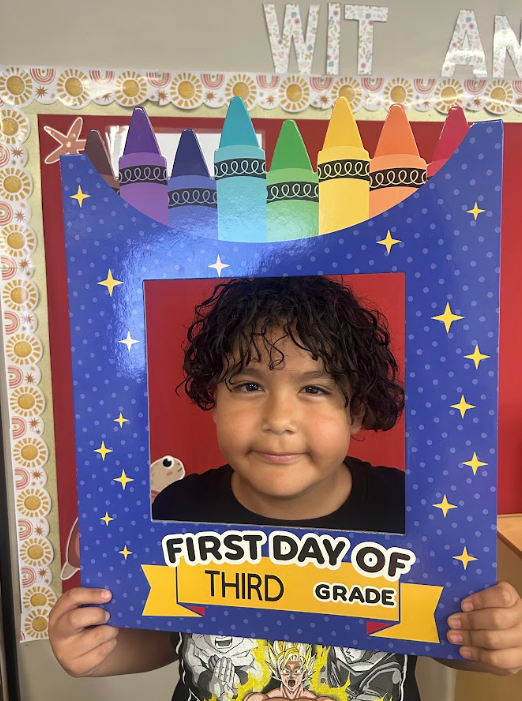 A student on the first day of school
