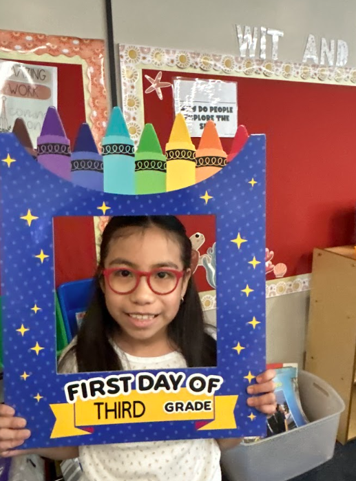 A student on the first day of school