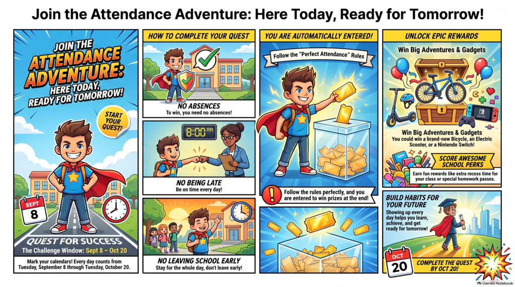 Here Today, Ready for Tomorrow Attendance Challenge Comic Strip