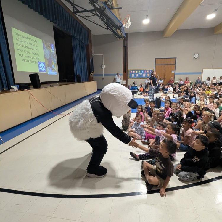 PBIS Kickoff assembly with Paulie the Panda.
