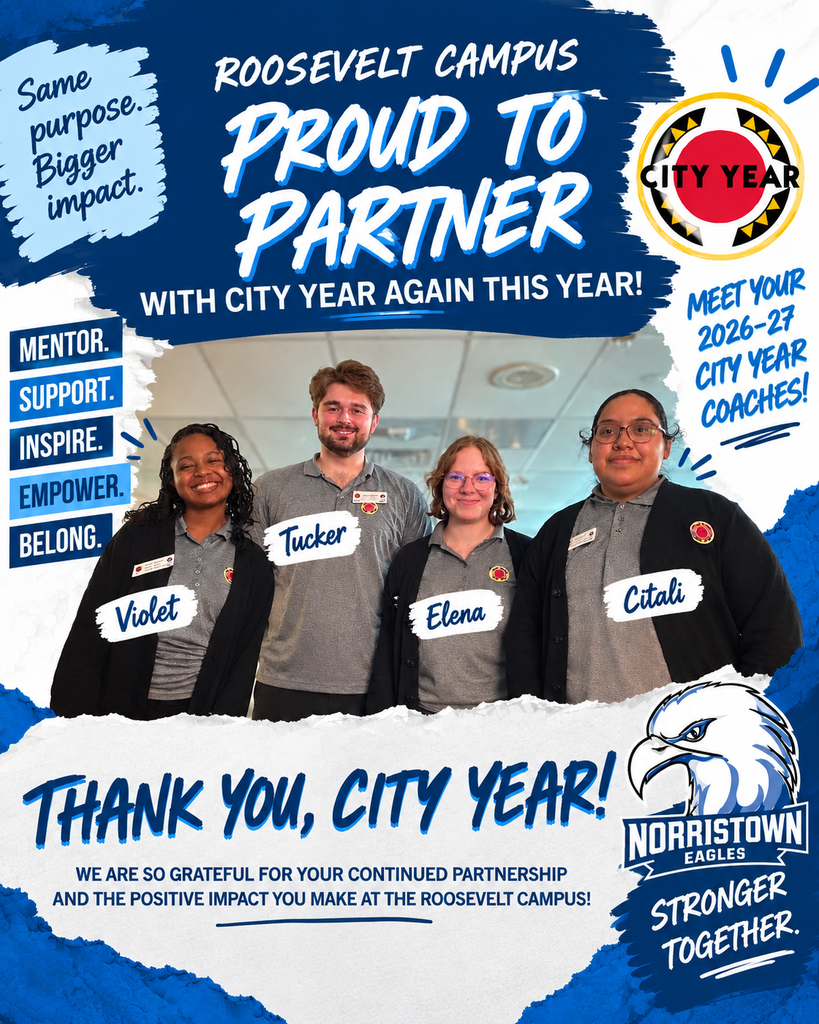 A picture introducing the 2026-2027 City Year coaches. The poster has their images with their names in themselves. It also is thanking City Year for Partnering with us once again.