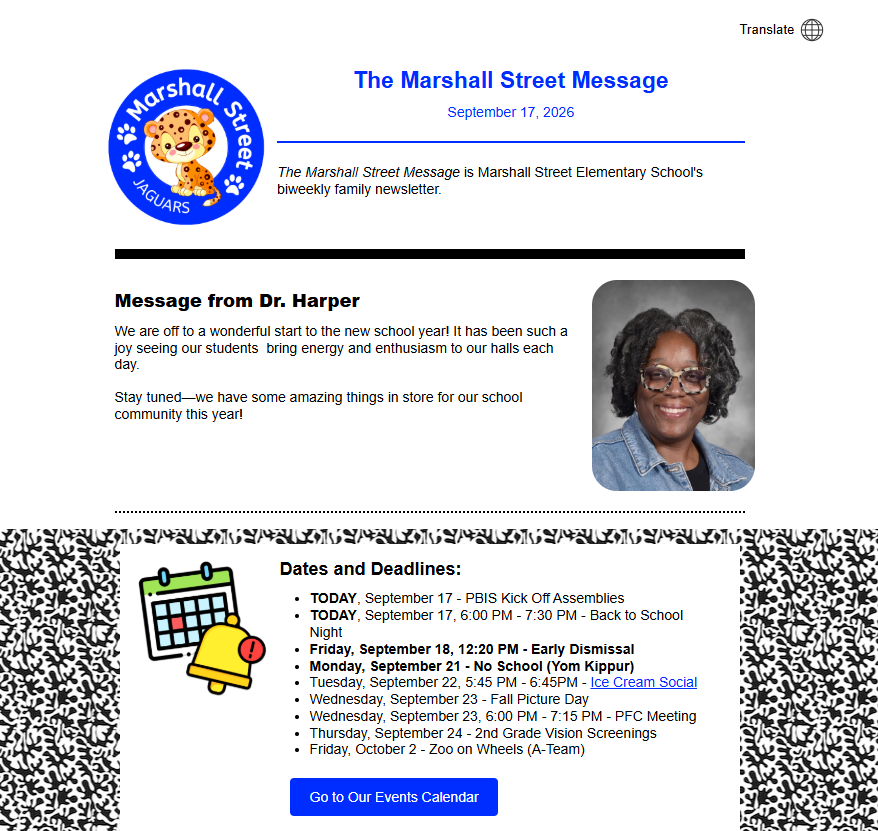 screenshot of biweekly newsletter