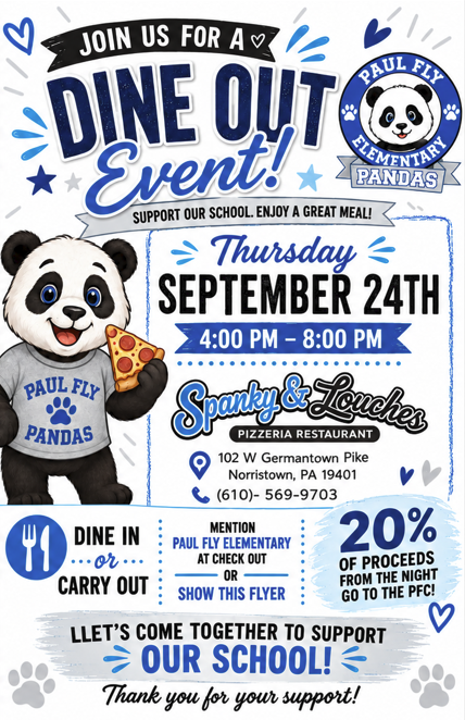 Spanky and Louches dine out flyer.