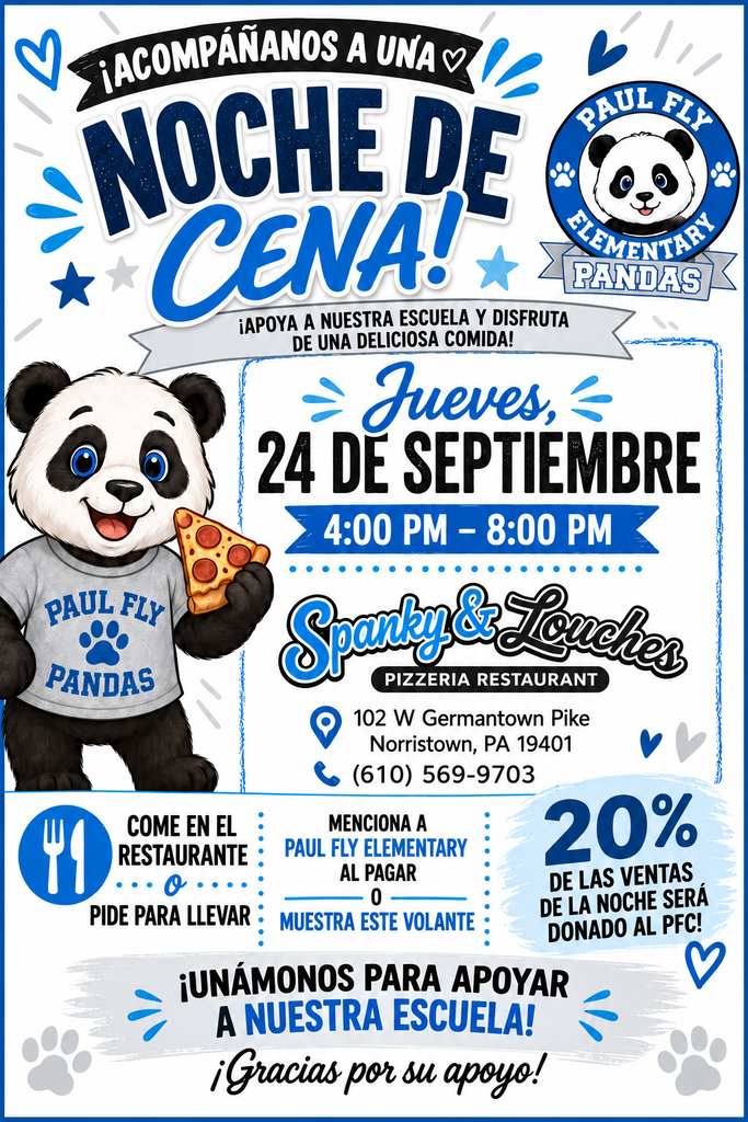 Spanky and Louches dine out flyer.