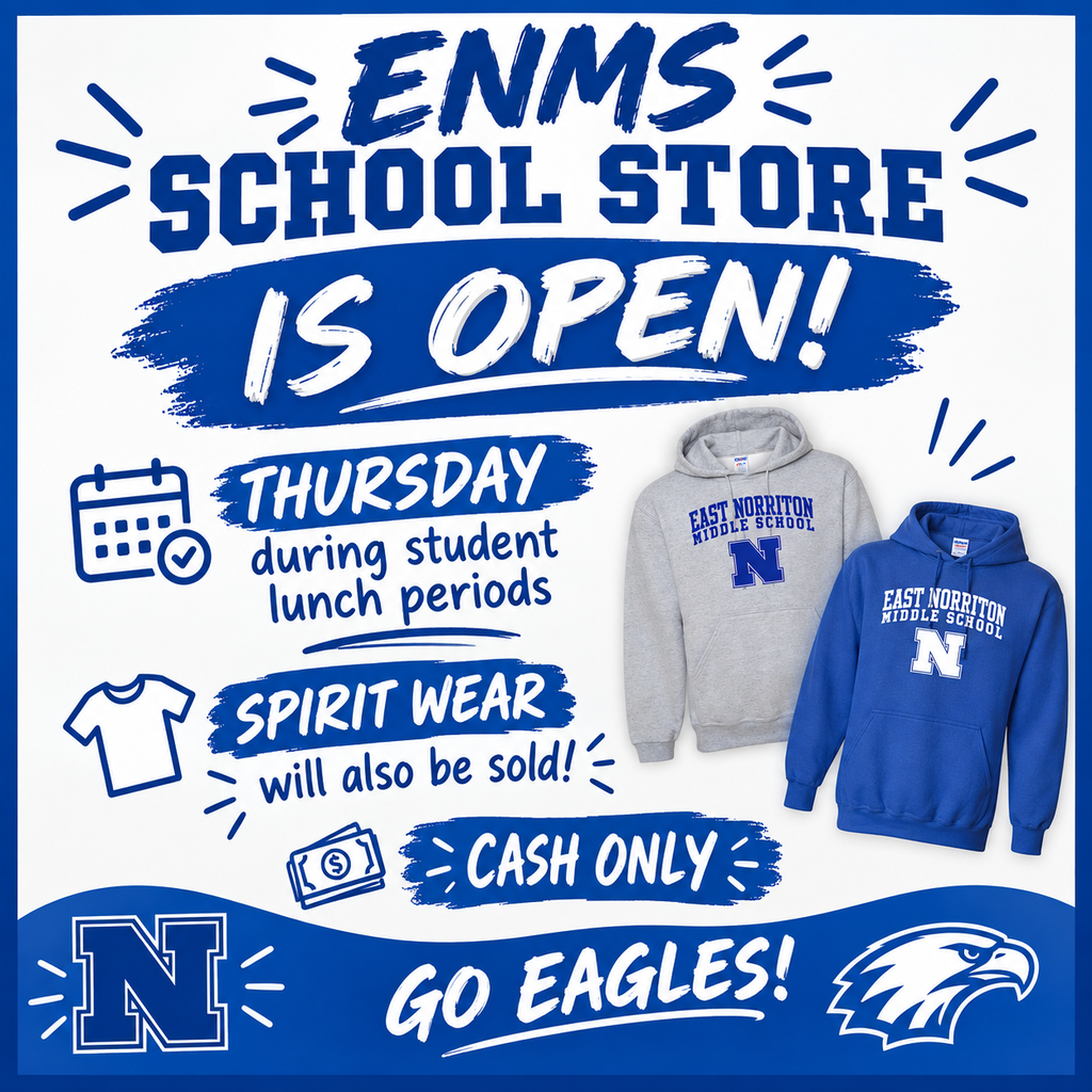 ENMS School Store Open Thursday's during lunch- cash only