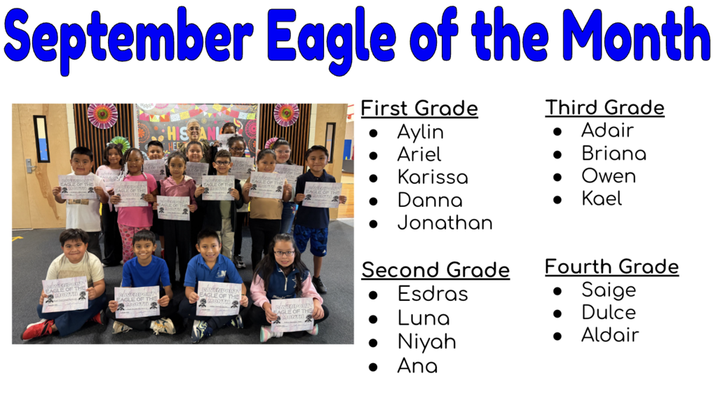 September Eagle of the Month students are pictured with names