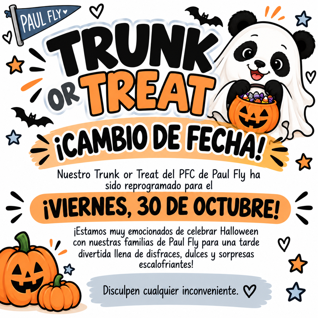 Trunk or treat date change (Spanish)