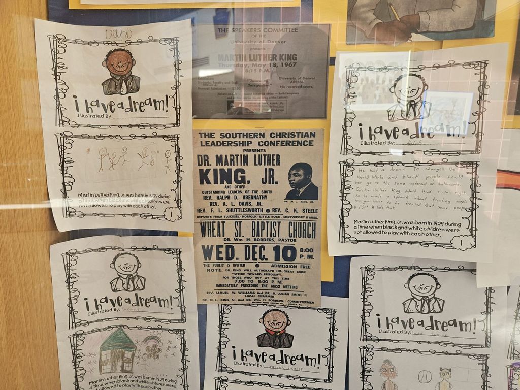 It is a Martin Luther King display with artwork and stories by 4th grade, put together by Ms. Davis.