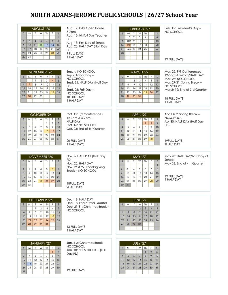 2026/2027 District Calendar