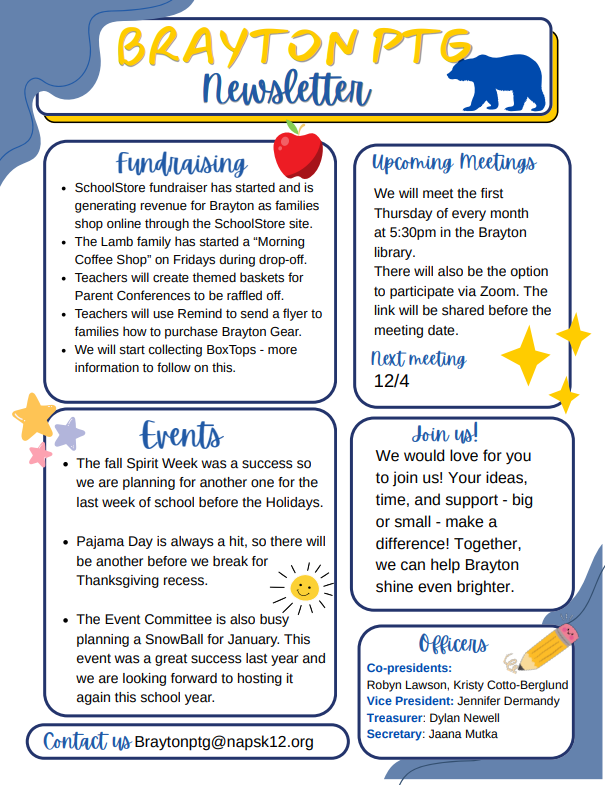 Brayton PTG Newsletter