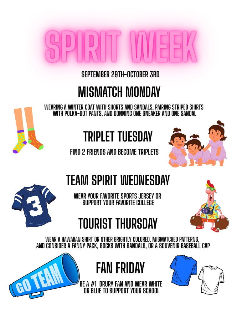 Spirit Week September 29 to October 3 2025