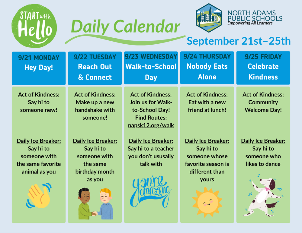 Start With Hello Week Calendar