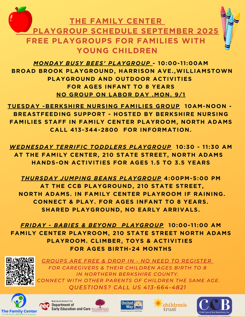 The Family Center Playgroup Schedule 