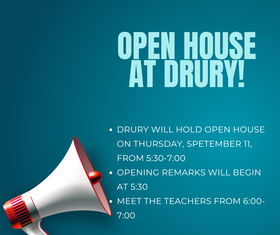 graphic of a megaphone with Open House announcement