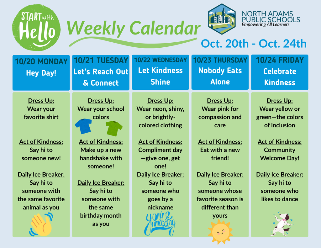Start With Hello Week Schedule