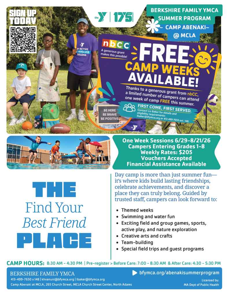 YMCA - summer 2026 - free weeks