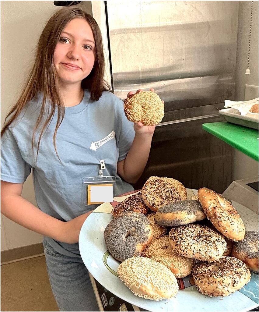 Cooking Crew with a sourdough bagel display