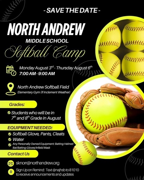 middle school softball camp info