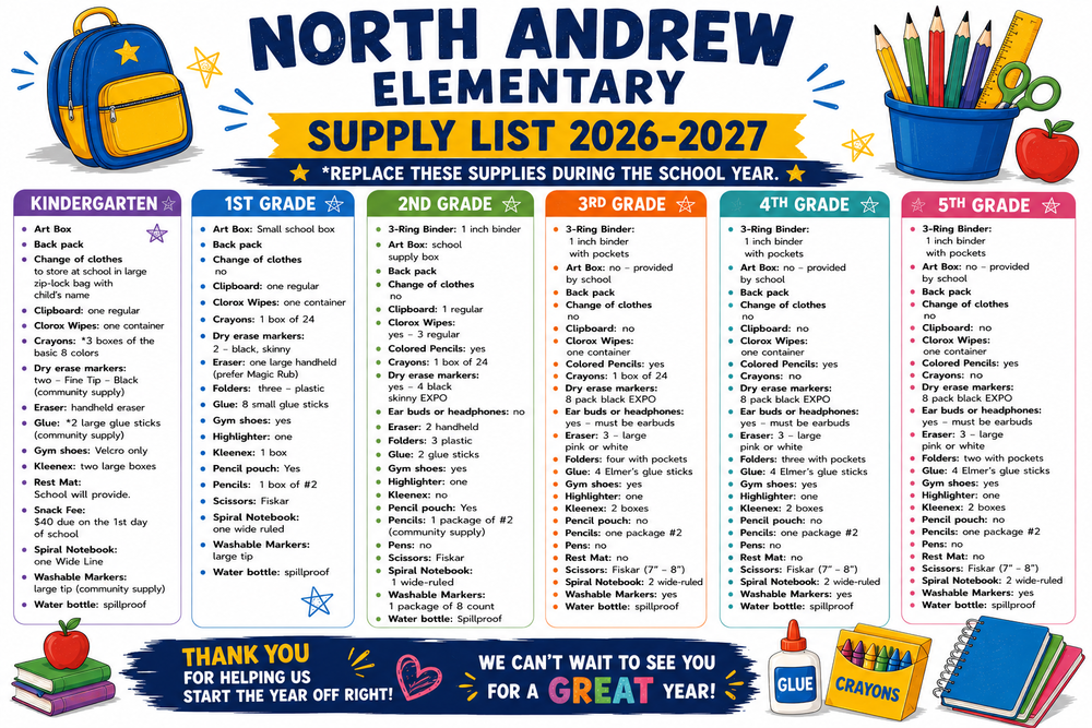 elementary school supply list