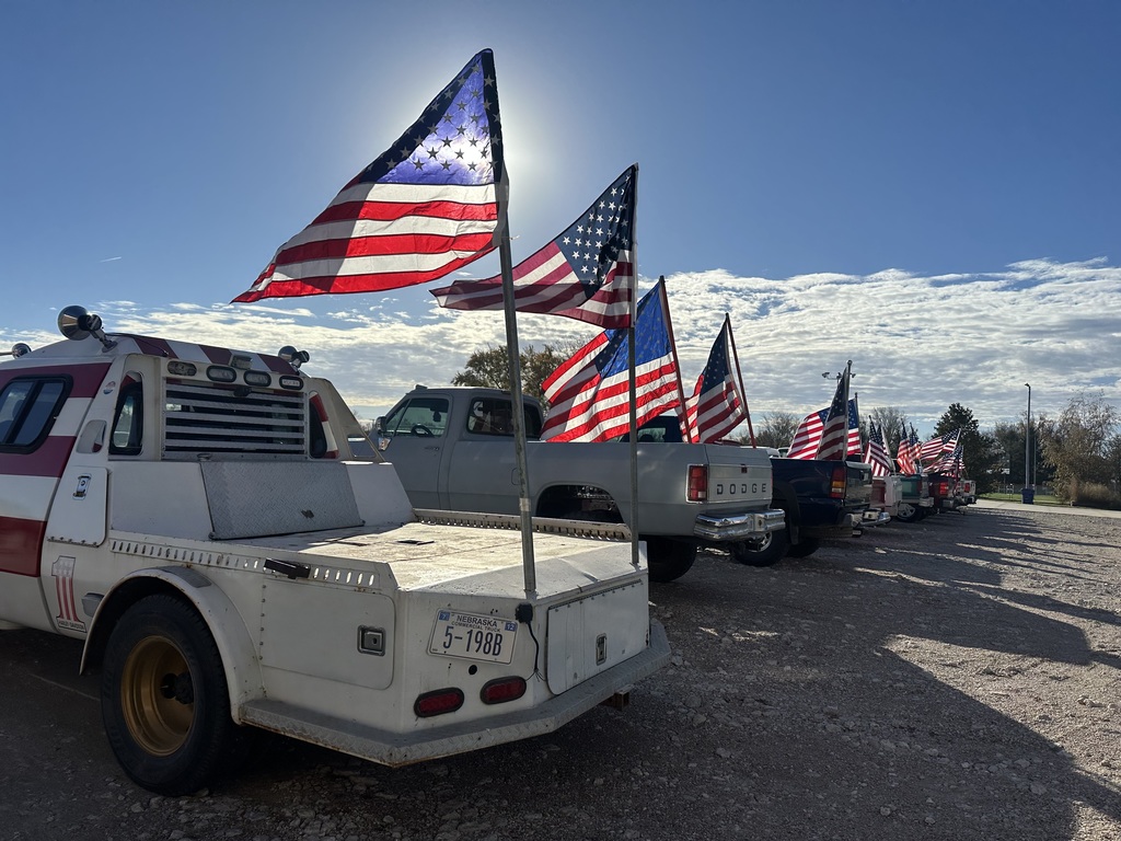 High Schoolers pick ups with Flags