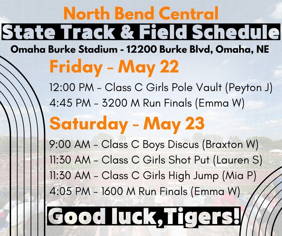 State Track Schedule for NBC