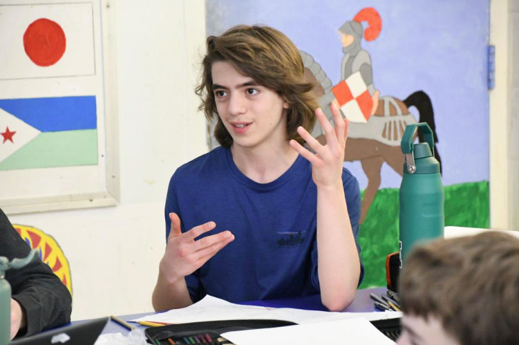 student demonstrating