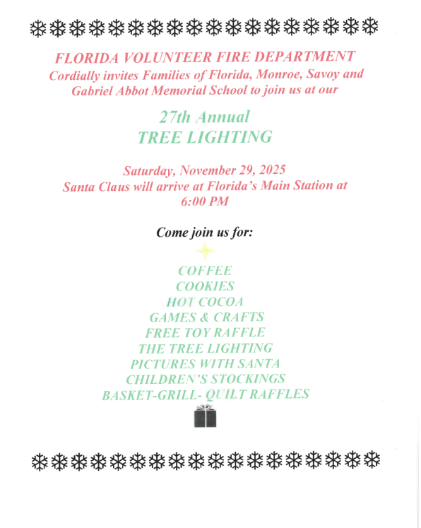 Florida Volunteer Fire Department 27th Annual Tree Lighting.
