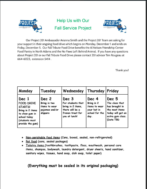 Help us with our Fall Service Project