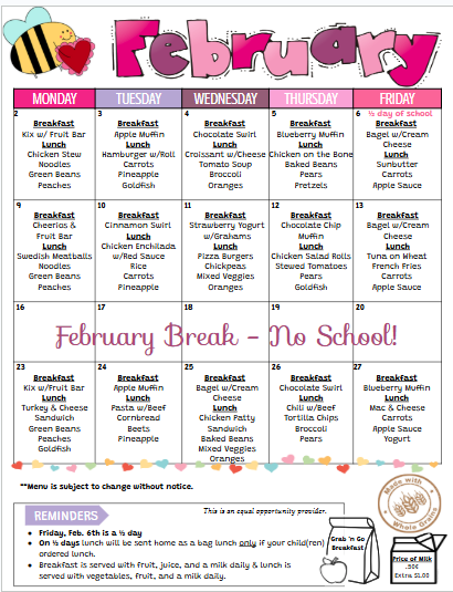February Lunch Menu