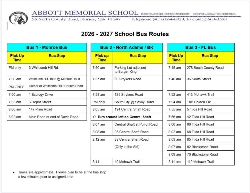 Bus schedule