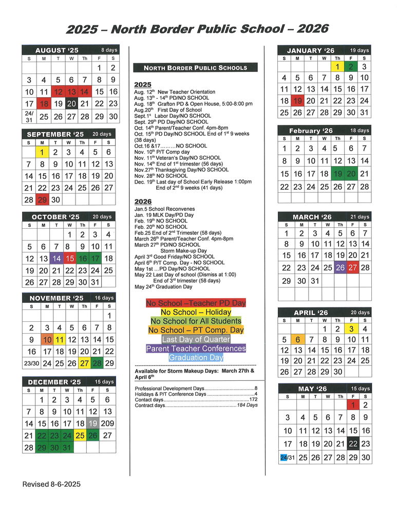 Updated 25-26 NB Calendar