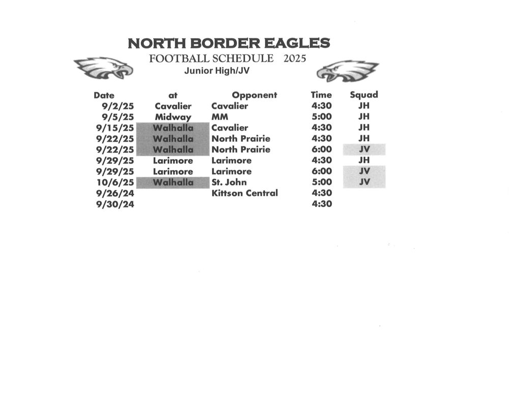 JH/JV FB Schedule