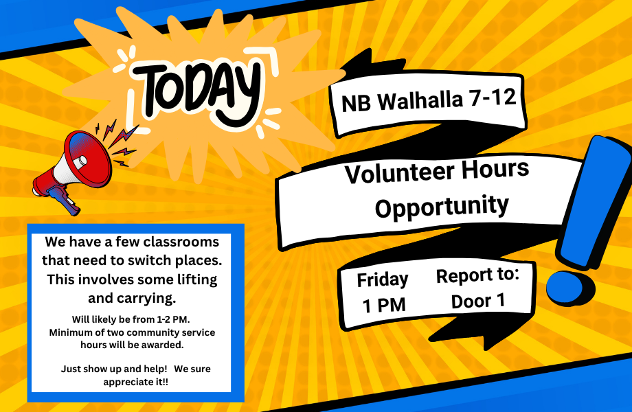 Volunteer Hours opportunity today 1 PM August 8