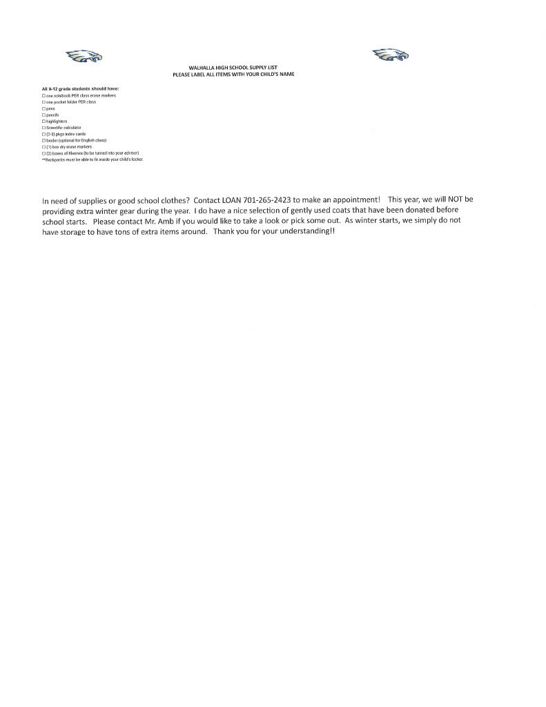 supply list