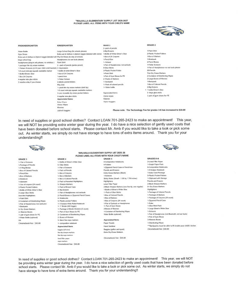 supply list