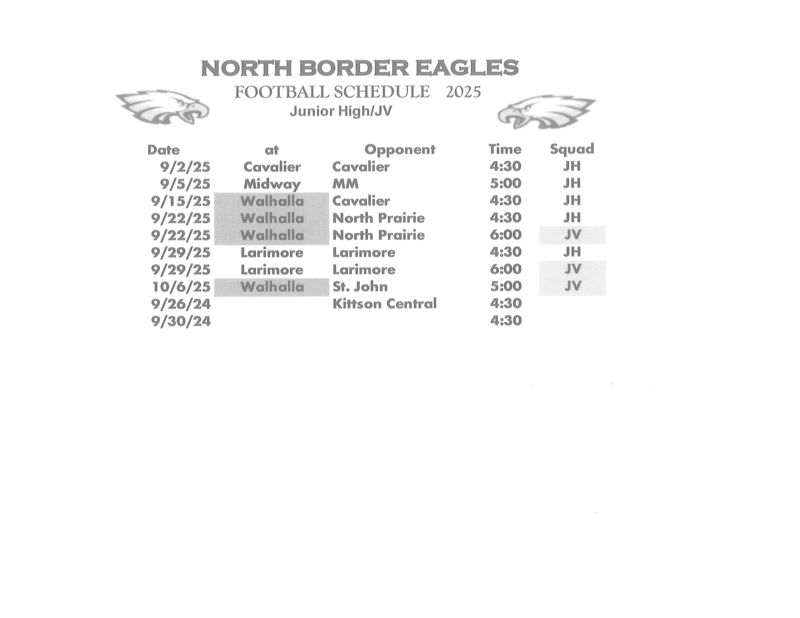 JH/JV FB Schedule