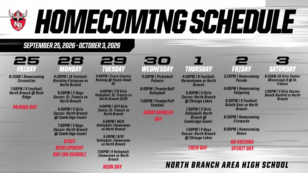 Homecoming Schedule