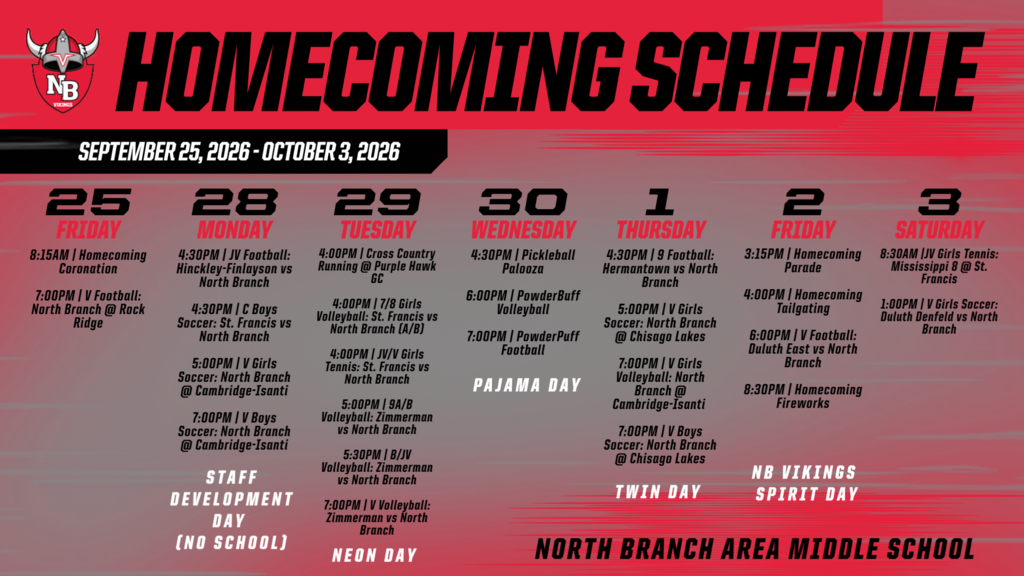 Homecoming Schedule