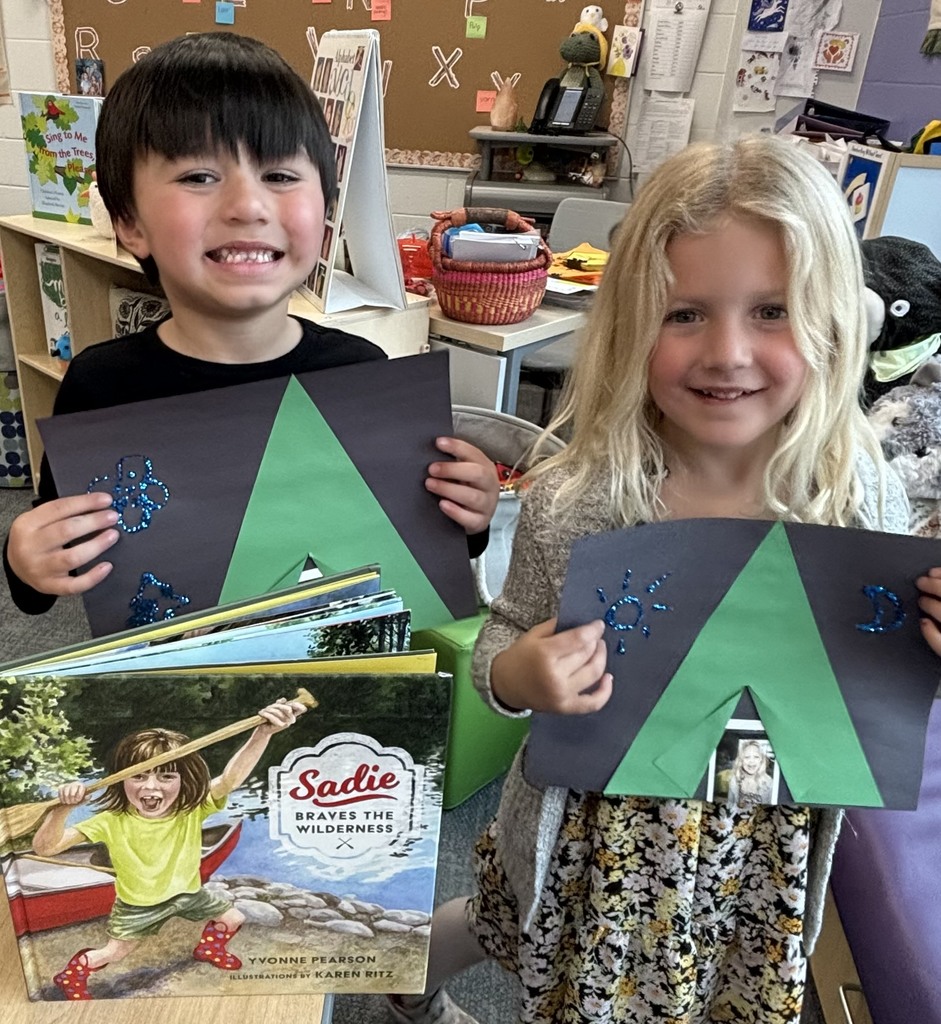 Students with camping pictures