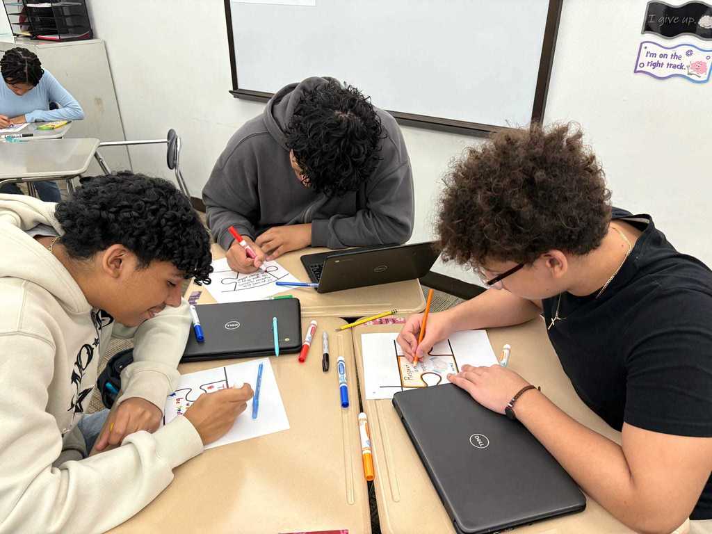 Students were tasked with defining or depicting what respect means and looks like to them. All of these puzzle pieces will be assembled to spell out the word respect. 
