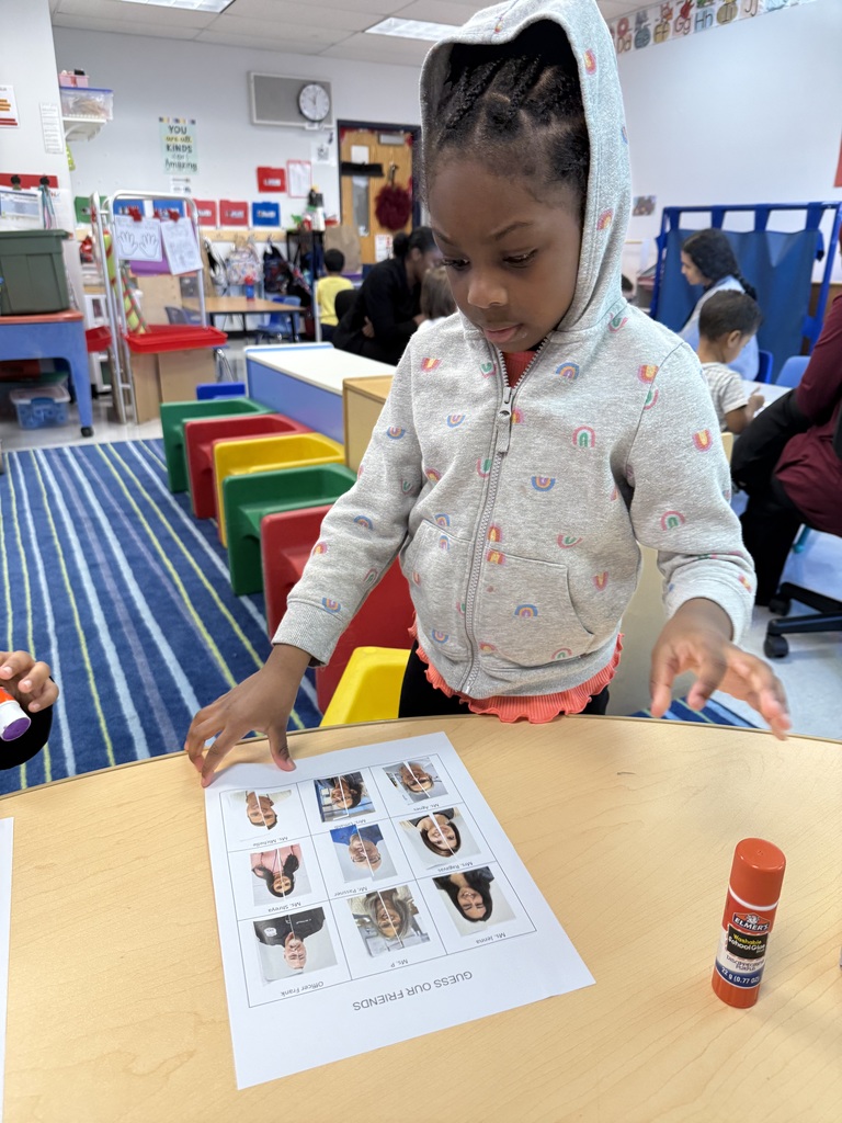 Preschool student completed her "Guess who works in our school" page by matching the faces of the important people that work in our school. 