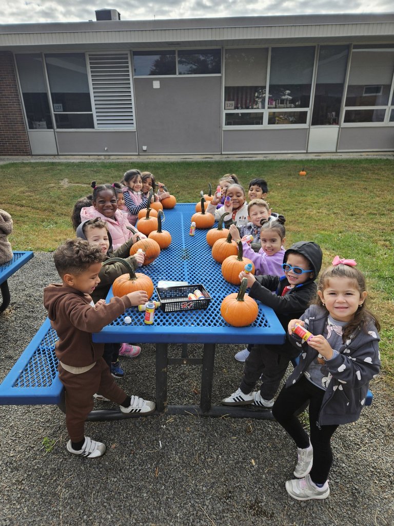 Decorating our picked pumpkins!