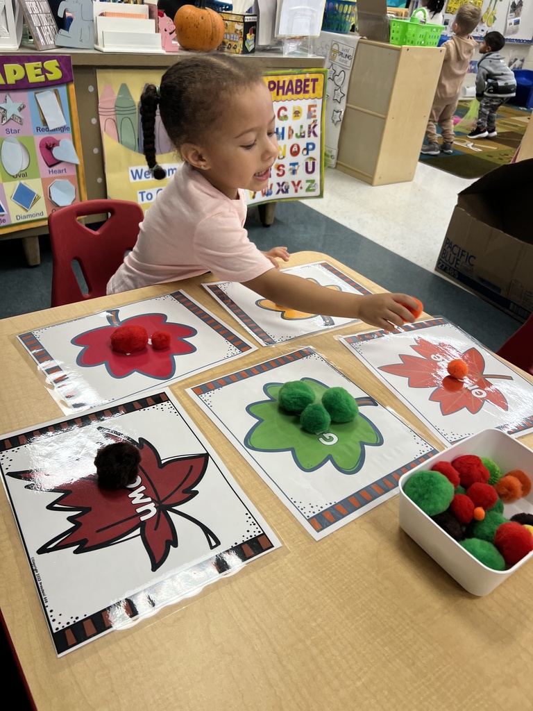 Judd Pre-K worked as a team to find the color matches for their pompoms, then predicted which color had the most