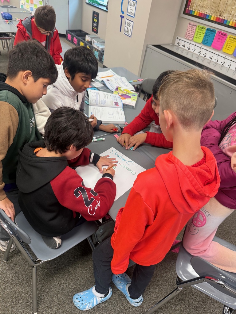 Students collaborating on a poster