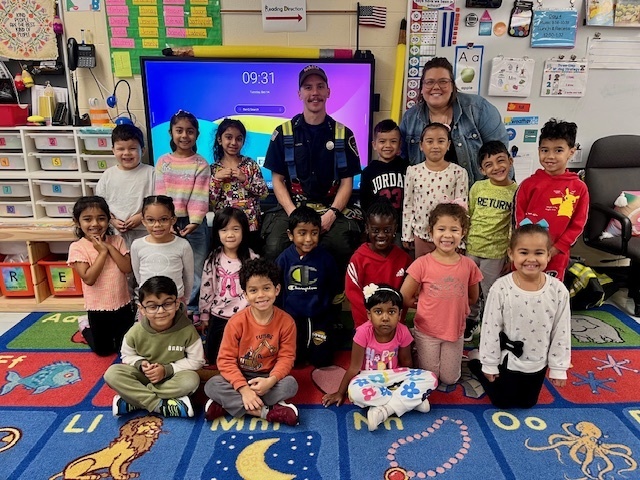 Ms. Turon's brother, Firefighter Dave, visited K-3 to talk about fire safety.